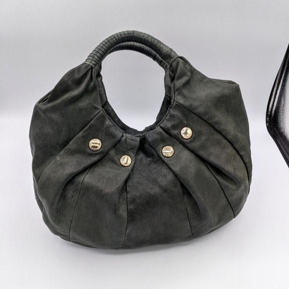 Badgley Mischka Handbags - Badgley Mishka Forest Green Pleated leather bag